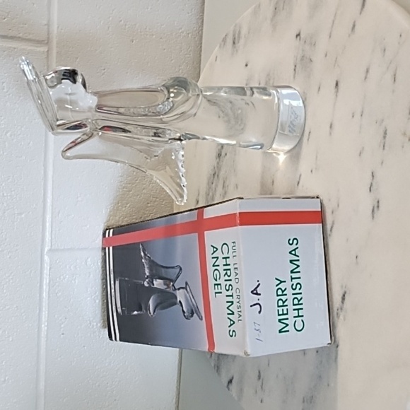 Vintage 9" Tall Clear Lead Chrystal Christmas Angel 2.24LB - Picture 15 of 16